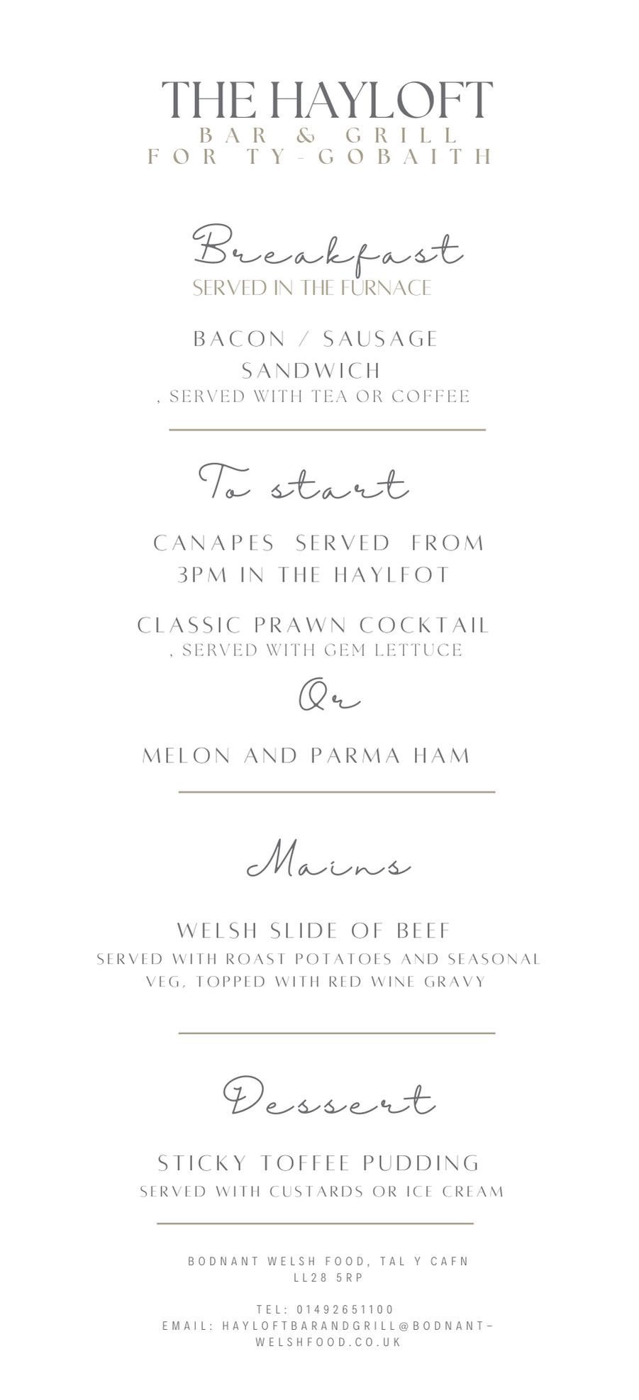 Charity Shoot 2022 Menu